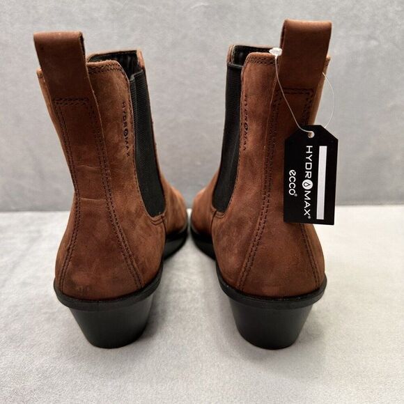 Womens 8-8.5 / EU 39 Ecco Skyler Ankle Boots Brown Nubuck Chelsea Wedge EUC - Picture 4 of 9